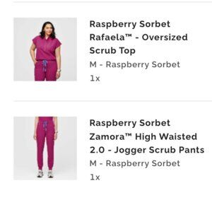 FIGS Raspberry Sorbet High Waisted Jogger Scrub Pants and Top - set